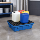 Polyethylene Spill Tray for Small Containers, 69 Litre Containment, with Grid, for Safe Storage of Hazardous Liquids