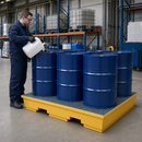 Steel Spill Pallet for 8 x 205 Litre Drums, 425 Litre Containment, with Removable Galvanised Grid, for Safe Storage of Flammable Liquids