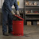 Oily Waste Can 34 Litre 354mmØ x H464mm Red for Storing Used Cloths