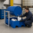 Polyethylene Drum Rack and Dispensing Station for 1 x 205 Litre Drum, 240 Litre Containment, 1049 x 1245 x 837 mm, for Safe Chemical Storage