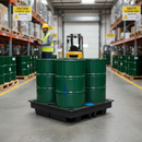 Premium Heavy Duty 4 Drum Spill Pallet for Outdoor Storage of 205 Litre Drums - Chemical Resistant and UV Stabilised | COSHH | UK