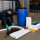 Polyethylene Emergency Oil Absorbent Set in 220 Litre Drum, 158 Litre Capacity, Hydrophobic Design, Ideal for Hazardous Material Spills (Pack of 1)