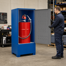 Steel Hazardous Material Depot with Doors for 1 x 205 Litre Drum, 240 Litre Containment, Lockable, for Safe Storage of Flammable Liquids