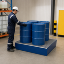 Steel Spill Pallet for 4 x 200 Litre Drums, 485 Litre Containment, with Galvanised Grid, for Safe Storage of Flammable Liquids