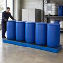 Polyethylene Spill Decking with Removable Grid, 3000 x 790 x 150 mm, 280 L Containment, for Safe Storage of Hazardous Materials (Classic-Line)