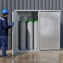Hot Dip Galvanized Steel Gas Cylinder Cabinet for 4 x 33 kg Cylinders, 2-Wing Door, for Outdoor Storage