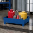 Powder Coated Steel Spill Tray for Small Containers, 65 Litre Containment, 400 kg Load Capacity, 785 x 635 x 278 mm, for Safe Storage of Flammable Liquids