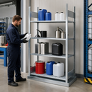 Galvanised Steel Spill Pallet Rack with 4 Grids, 1156 x 526 x 2000 mm, for Flammable Liquid Storage