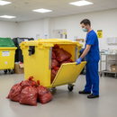 Premium 1100 Litre Clinical Waste Bin with Drop Front and 4 Wheels for Easy Maneuverability in Healthcare Settings | COSHH | UK