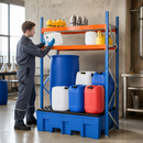Polyethylene Drum and Small Container Rack with Spill Tray, 1307 x 865 x 2000 mm, 2 Grids, for Safe Chemical Storage