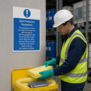 Spill Protective Equipment Sign for Workplace Safety