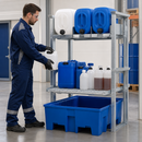 Polyethylene Spill Pallet Shelving for 3 x 20L, 3 x 30L or 2 x 60L Canisters, 240L Containment, 870kg Capacity, for Hazardous Material Storage (Flat Pack)