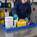 Powder Coated Steel Spill Tray for Small Containers, 20 Litre Capacity, 987 x 400 x 75 mm, for Safe Hazardous Material Storage