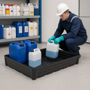 Polyethylene Spill Tray for Small Containers, 135 L Capacity, 1168 x 784 x 180 mm, for Chemical Storage