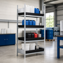 Polyethylene Extension Unit Hazmat Small Container Rack with 4 PE Spill Trays, 1012 x 437 x 2000 mm, 1000 kg Bay Load, for Safe Chemical Storage (Flat Packed)