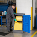 Polypropylene Dispenser Station S with 1 Absorbent Roll & 200 Mats, Compact Design for Chemical Handling