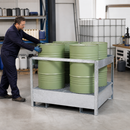 Galvanised Steel Hazardous Material Station for 4 x 200 Litre Drums, 260 Litre Containment, with Removable Grid, for Safe Storage of Flammable Liquids