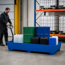 Painted Steel Spill Tray for 2700mm Shelves, 1200L Containment, 4000kg Load Capacity, for Hazardous Material Storage