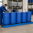 Polyethylene Spill Pallet for 5 x 205 Litre Drums, 280 Litre Containment, 800 kg Load Capacity, with Grid, for Environmental Safety