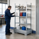 Galvanised Steel Hazmat Small Container Rack with 4 Grids, 1236 x 816 x 2100 mm, 800 kg Load Capacity, for Safe Storage of Flammable Liquids