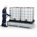 Galvanised Steel Spill Pallet for 2 x 1000 Litre IBCs, 1280 Litre Containment, with Filling Area, for Safe Liquid Storage