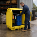 Hardcover Spill Pallet with Shelving for Outdoor Use