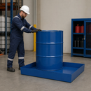Steel Spill Pallet for 1 x 205 Litre Drum, 265 Litre Containment, Powder Coated Blue, for Safe Storage of Flammable Liquids