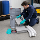 Polyethylene Mobile Euro Stackable Spill Kit for Oil, 26L Absorption Capacity, with Mats, Socks, Gloves & Goggles (Pack of 1)