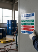 Premium Oil Only Spill Kit Sign - Self-Adhesive Vinyl with High Gloss Finish, 300mm x 250mm for Clear Communication | BS 7959 | UK