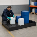 Polyethylene Spill Tray for Small Containers, 205 L Capacity, 1170 x 1170 x 180 mm, for Chemical Storage