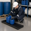 33 Litre Electrically Conductive Polyethylene Spill Pallet, 1265 x 395 x 90 mm, for Safe Chemical Storage