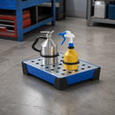 Powder Coated Steel Spill Tray for Small Containers, 10 L Capacity, 500 x 400 x 95 mm, with Galvanised Perforated Plate, Ideal for Workplace Use