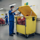 Premium 660 Litre Clinical Waste Bin with Drop Front and 4 Swivel Castors for Easy Maneuverability | COSHH | UK