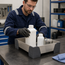 Stainless Steel Spill Tray for Small Containers, 5 Litre Containment, 250 x 400 x 95 mm, for Workplace Use