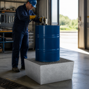 Galvanised Steel Spill Pallet for 1 Drum with Grid, 238L Capacity for Safe Liquid Storage