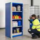 High Steel Hazmat Cabinet with Wing Doors, 3 Adjustable Shelves, and Spill Pallet, 1000 x 500 x 1950 mm, for Safe Storage of Hazardous Liquids