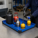 Powder Coated Steel Spill Tray for Small Containers, 30 L Capacity, 987 x 600 x 95 mm, for Workplace Use