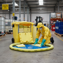 Premium 1200 Litre Chemical Spill Kit with Mobile Wheeled Container and Easy Access Drop Front for Industrial Spills | BS 7959 | UK