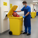 Premium 660 Litre Clinical Waste Bin with 4 Wheeled Maneuverability and Robust HDPE Material | Polyethylene | COSHH | UK