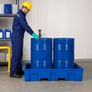 Polyethylene Spill Pallet for 2 x 200 Litre Drums, 240 Litre Containment, 865 x 1245 x 350 mm, for Safe Liquid Storage