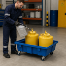 Mobile 69L Polyethylene Spill Tray for Small Containers, Blue, with Castors (without Grid)