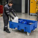 Mobile 240L Polyethylene Spill Tray for Small Containers, 360kg Load Capacity, with Forklift Pockets, Ideal for Industrial Use