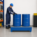 Steel Spill Pallet for 2 x 205 Litre Drums, 235 Litre Containment, Powder Coated Blue, for Safe Chemical Storage