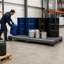 Welded Steel Spill Pallet for 8 x 205 Litre Drums, 425 Litre Containment, with Galvanised Grid, for Industrial Storage