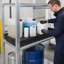 Polyethylene Spill Tray for Hazmat Shelving, 1000 x 400 mm, 26 L Containment, 200 kg Load Capacity, with Reinforcement Bars