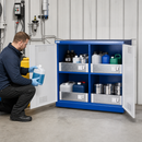 Steel Chemical Storage Cabinet 1200mm for Water-Polluting Liquids, with Spill Pallet and Security Lock, Ideal for Safe Hazardous Substance Storage