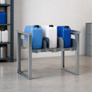 Steel Galvanised Stacking Shelf for 3 x 20L, 3 x 30L or 2 x 60L Canisters, 435kg Load Capacity, Forklift Pockets, for Safe Hazardous Material Storage