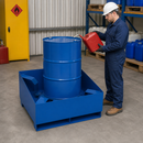 Steel Spill Pallet for 1 x 205 Litre Drum, 230 Litre Containment, Powder Coated Blue, for Safe Storage of Flammable Liquids