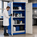 High Cabinet for Water-Polluting Liquids with Spill Pallet & Trays, Sheet Steel, 1000 x 500 x 1950 mm, for Safe Hazardous Storage