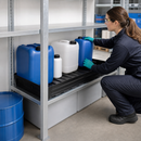 Polyethylene Spill Tray for Hazmat Shelving, 1300 x 600 mm, 52 L Containment, 200 kg Load Capacity, with Reinforcement Bars